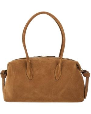Yuzefi Suede Top-Handle Shoulder Bag - Brown