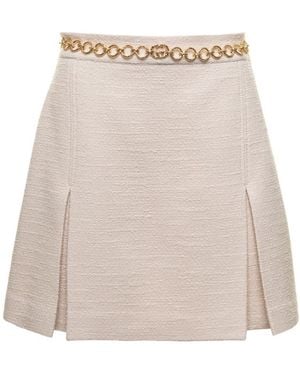 Gucci A-Line Bouclé Miniskirt - Natural