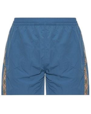 Burberry Checked Trim Swim Shorts - Blue
