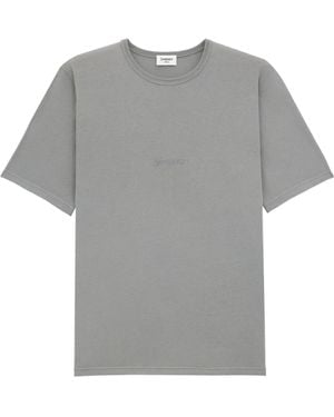 Saint Laurent Logo Embroidered Crewneck T-Shirt - Grey