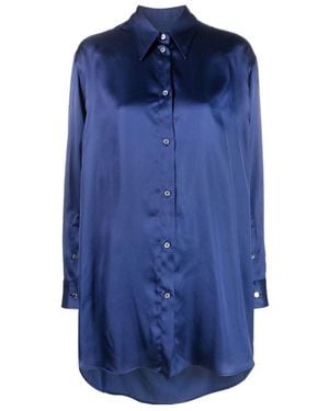 MM6 by Maison Margiela Cut-Out Detailed Satin Shirt - Blue
