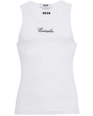 MSGM Logo Cotton Blend Tank Top - White