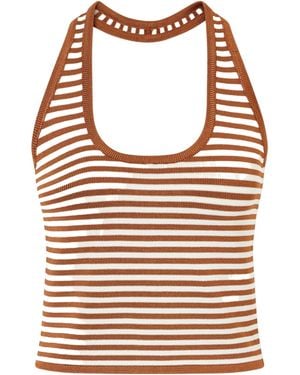 Calle Del Mar Halterneck Striped Knitted Top - Multicolour