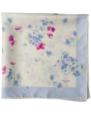 Prada Printed Silk Twill Scarf, 55 X 55 Cm - Blue