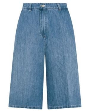 Seventy Blended Linen Denim Bermuda Shorts - Blue