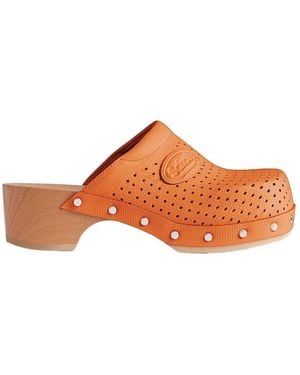 Balenciaga X Scholl Square-Toe Clogs - Orange