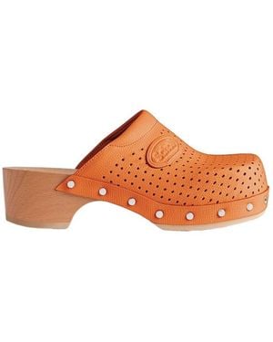 Balenciaga X Scholl Square-Toe Clogs - Orange