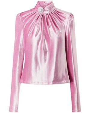 Rabanne Pleated Turtleneck Shirt - Pink
