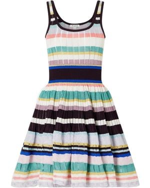 Alaïa Alaïa Striped Crinoline Knit Mini Dress - Blue