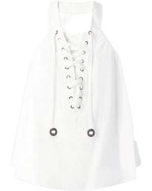 Pinko Lace-Detail Halterneck Blouse - White