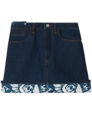 Burberry Japanese Rose Printed Denim Mini Skirt - Blue