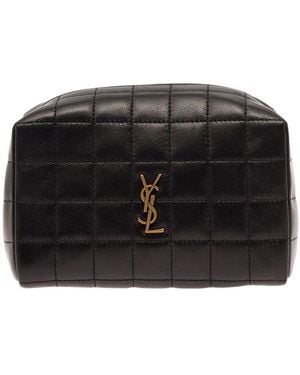 Saint Laurent Cassandre Matelassé Carré Small Cosmetic Pouch - Black