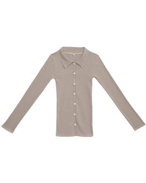 Baserange Iso Ribbed Button Shirt - White