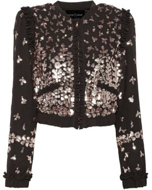 Needle & Thread Fern Bomber Jacket - Black