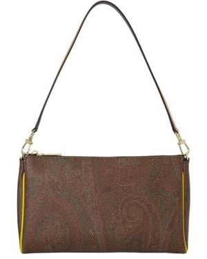 Etro Mini Paisley Contrast-Trim Clutch Bag - Brown