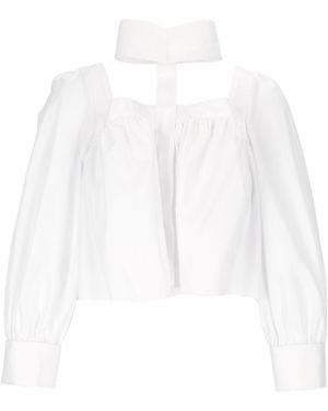 Elisabetta Franchi Long-Sleeved Blouse - White