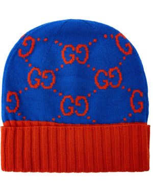 Gucci Knit Brim Beanie - Blue