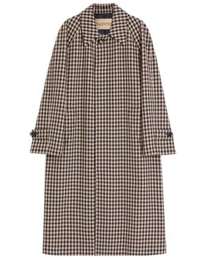Valentino Checked Single-Breasted Coat - Brown