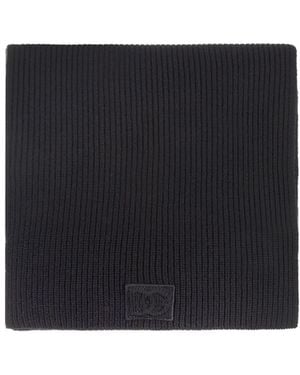 Dolce & Gabbana Logo Patch Ribbed Scarf - Black