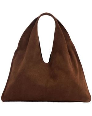 The Row Small Bindle Suede Top Handle Bag - Brown