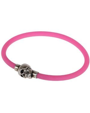 McQueen Skull Charm Cord Bracelet - Pink