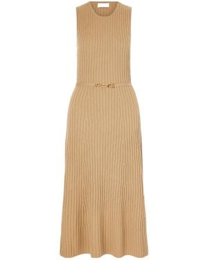Gabriela Hearst Meier Belted Ribbed Wool And Cashmere Midi Dress - Natural