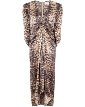 Isabel Marant Snake-Print Silk Midi Dress - Brown
