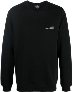 A.P.C. Logo Printed Crewneck Sweatshirt - Black