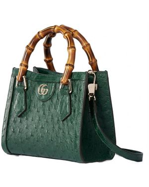 Gucci Diana Ostrich Small Tote Bag - Green