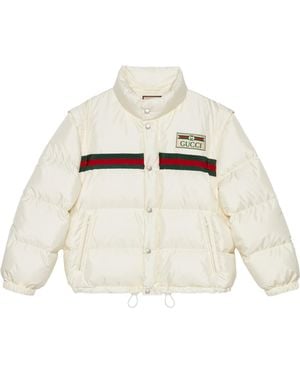 Gucci Logo-Patch Padded Bomber Jacket - White
