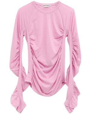 JW Anderson Jw Anderson Ruched Long-Sleeve Top - Pink