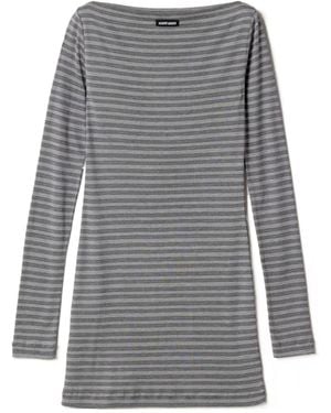 Miu Miu Striped Jersey Mini-Dress - Grey