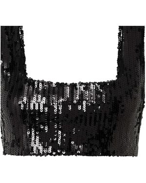 Galvan London Sequined Tulle Top - Black