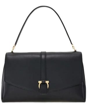 Ferragamo Ferragamo Front Flap Large Shoulder Bag - Black