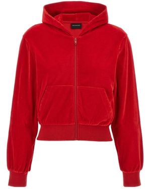 Balenciaga Logo Embellished Hooded Jacket - Red
