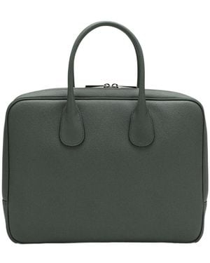 Valextra Grained-Texture Zipped Laptop Bag - Green