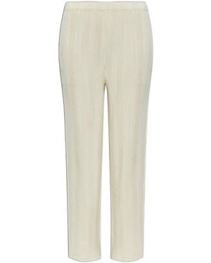 Issey Miyake Plissé-Effect Trousers - Natural