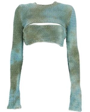 Off-White c/o Virgil Abloh Double Cut-Out Long-Sleeved Top - Green