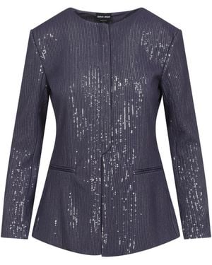 Giorgio Armani Embellished Lonh-Sleeve Jacket - Blue