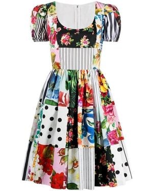 Dolce & Gabbana Patchwork Short-Sleeve Minidress - Red