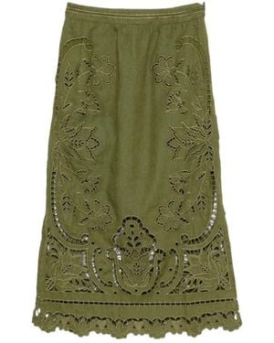 FARM Rio Majestic Garden Embroidered Skirt - Green