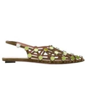 The Attico Embellished Caged Sandals - Metallic