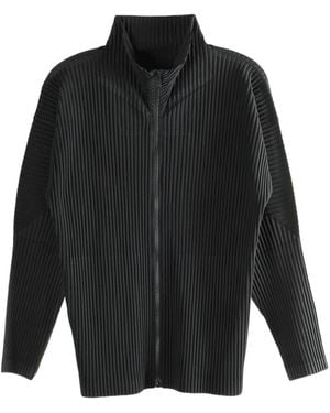 Homme Plissé Issey Miyake Homme Plissé Issey Miyake Pleated Basics Zip-Up Cardigan - Black