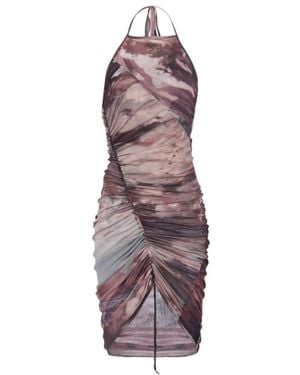 Balmain Gathered Mini Dress - Purple