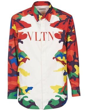 Valentino Vltn Camouflage-Print Shirt - Red