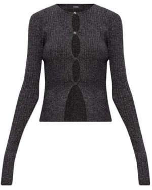 Amiri Cut Out Detailed Metallic Thread Cardigan - Black