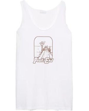 Prada Printed Cotton Tank Top - White