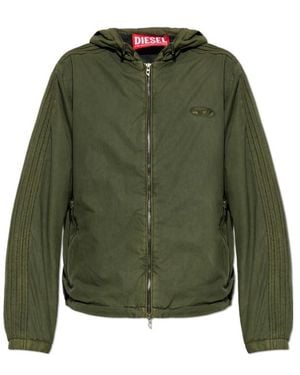DIESEL Logo-Embroidered Hooded Jacket - Green