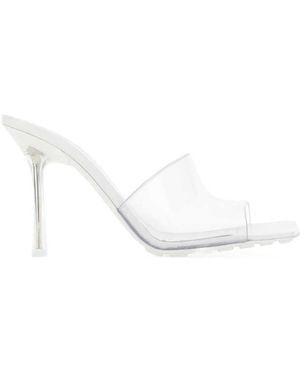 Bottega Veneta Transparent-Strap Heeled Sandals - White