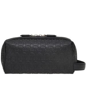 Ferragamo Embossed-Logo Travel Pouch - Black